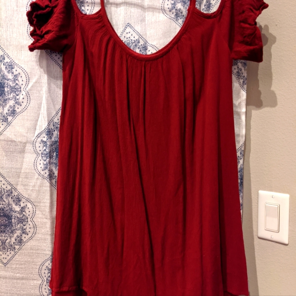 Red off shoulder dress